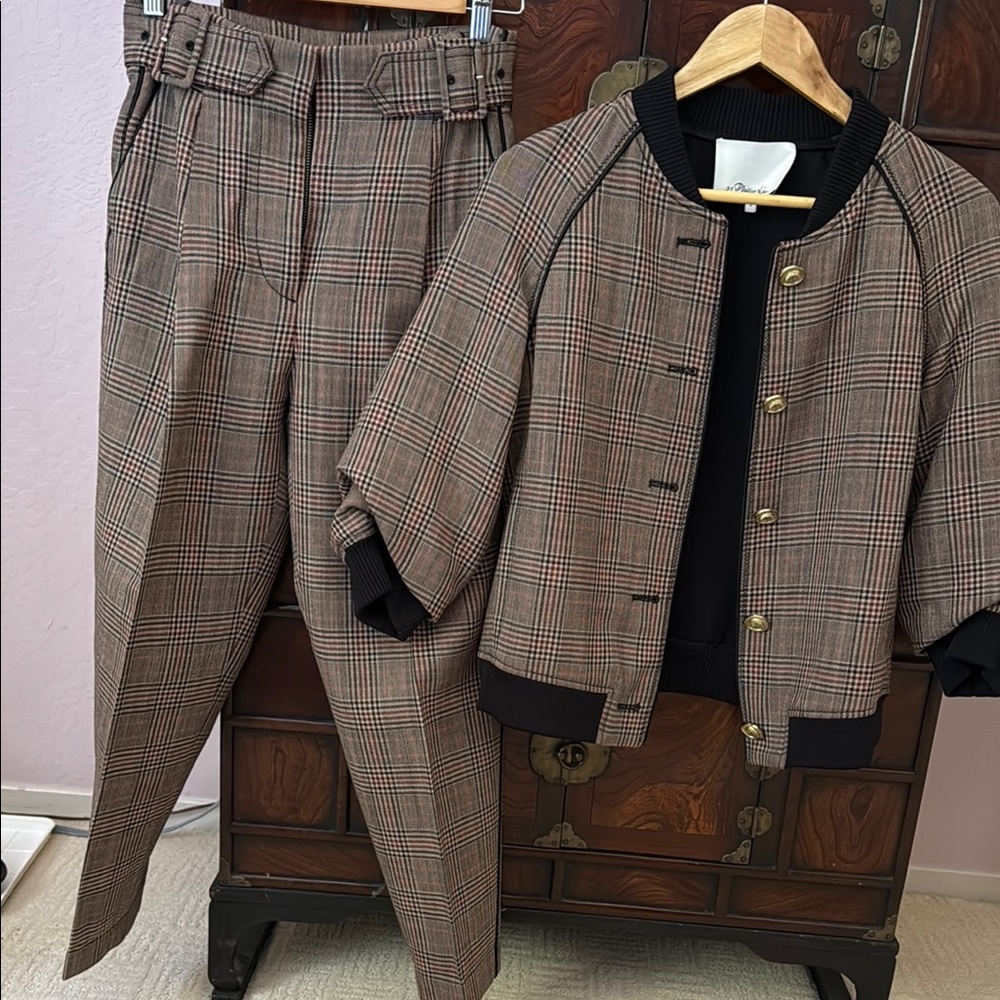 3.1 Phillip Lim Wool Plaid Jacket and Pants Set